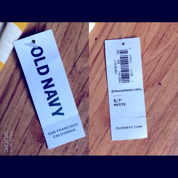 NEW OLD NAVY Sailor Tank Top Sleeveless Shirt Yellow Stripe Small Petite Women’s - Picture 3 of 12